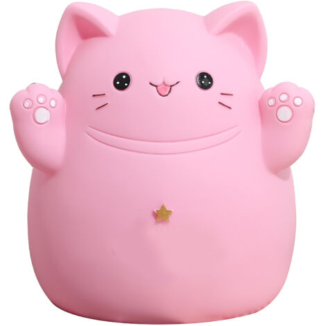 Niedliches Katzen-Sparschwein, dekorative Spardose für Kinder, rosa Spielzeuggeschenk, 13 x 11 x 15 cm (1/5)