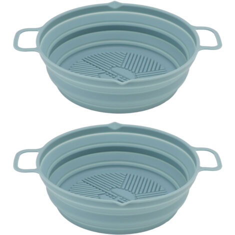2-teiliger Silikon-Heißluftfritteusenkorb, herausnehmbare und faltbare blaue Kochmatte für runde Fritteusen (1/5)