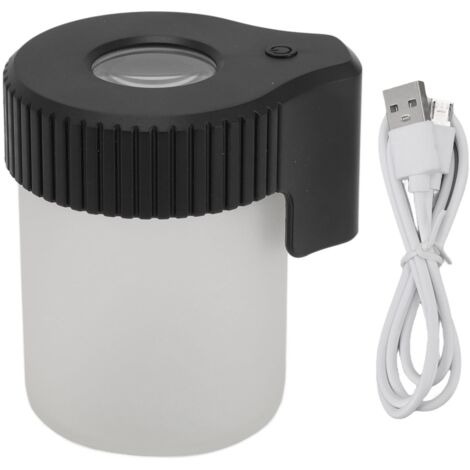 Wasserdichte und geruchsdichte LED-Aufbewahrungsbox mit 8-facher Vergrößerungsglas für Kräuter und Tabak, aus schwarzem Glas (1/5)