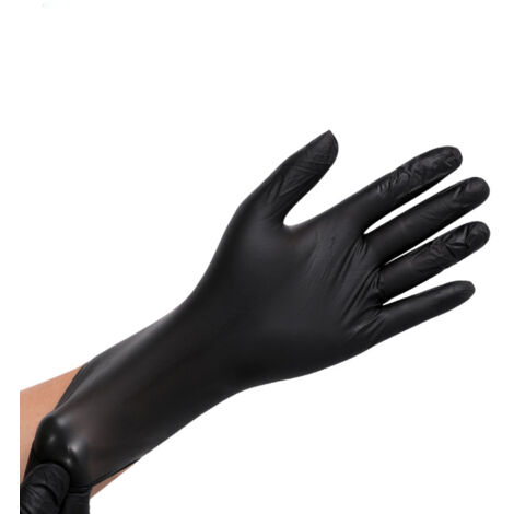 100-teiliges Set schwarzer PVC-Schutzhandschuhe mit Gummibändern für Gastronomie und Reinigung.