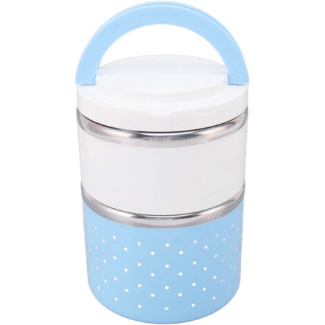 Doppelwandige Bento-Lunchbox aus Edelstahl, auslaufsicher, leicht, für Schüler, Blau