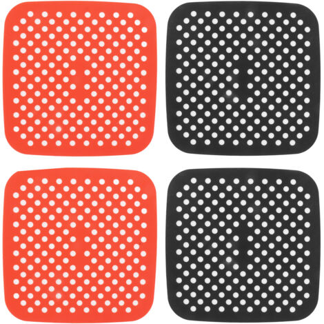 Wiederverwendbare Silikonmatte für Heißluftfritteusen, antihaftbeschichtet und spülmaschinenfest, 4er-Set, rot und schwarz, 21 cm (1/5)