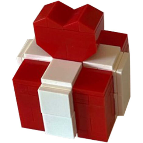 Herzförmige Schmuckschatulle, modulare Ringbox für Verlobungs- oder Jahrestagsgeschenke, rot und weiß (1/5)