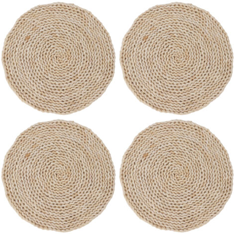 4-teiliges Set runder Untersetzer aus geflochtenen Maisstrohhalmen, Naturfarbe, isolierend für Küchen-, Esszimmer- und Bürotische, 25 cm (1/5)