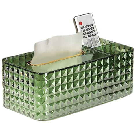 Aufbewahrungsbox für Stoffhandtücher, Rautenmuster, Seitenfächer, transparent grün (1/5)