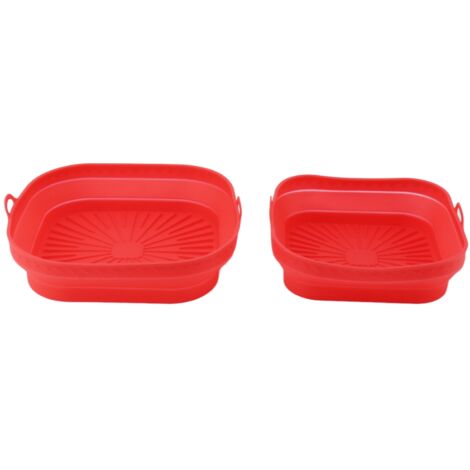 2-teilige, wiederverwendbare Silikon-Backmatte, faltbare quadratische Bratpfanne für Backofen, Kuchen, Brot und Fleisch, Rot (1/5)