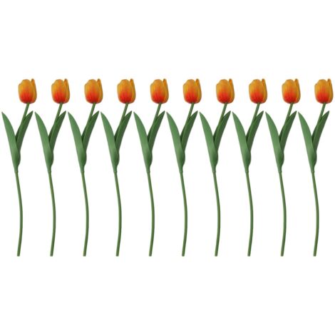 10 künstliche PU-Tulpen mit realistischem Effekt für Brautsträuße, Heimdekoration, Büro, Partys – Orange