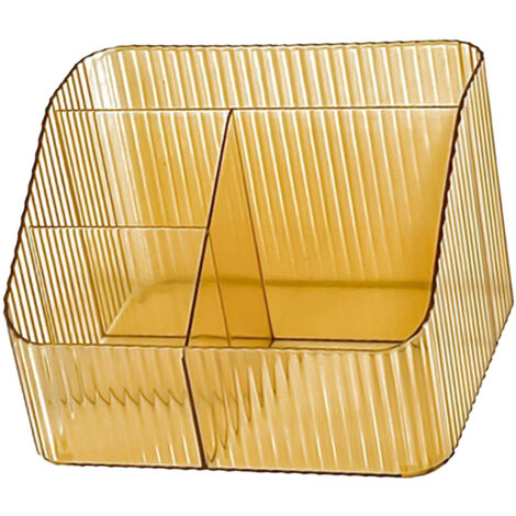 Trapezförmige Aufbewahrungsbox für Kosmetik, 4 Fächer, orangefarbener PP-Kunststoff, Organizer für Kosmetikpinsel (1/5)