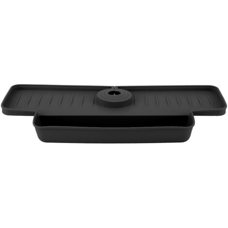 Zusammenklappbare Silikon-Abtropfschale mit Halterung für Küchenspülen, schwarz (1/5)