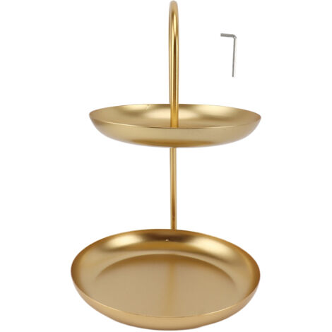 Runder, zweistöckiger Dessertständer, Obstständer aus goldenem Metall – Dekoration für Hochzeiten, Geburtstage, Partys und Zuhause (1/5)