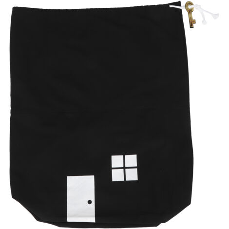 Mini-Haus-Aufbewahrungsbeutel aus Canvas mit Kordelzug für Spielzeug, Kleidung, Schuhe und andere persönliche Gegenstände (Schwarz) (1/5)