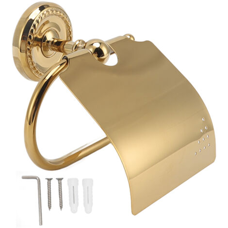 Wandmontierter Rollenhalter aus Edelstahl und Messing, elegantes Design fürs Badezimmer, stabiler Halter für Papierhandtücher. (1/5)