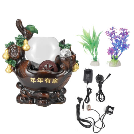 LED-Tischbrunnen mit Aquarium, Dekoration für Zuhause, Büro, Schlafzimmer, 3-W-Pumpe 220–240 V / Zerstäuber EU 100–240 V 24 V (1/5)