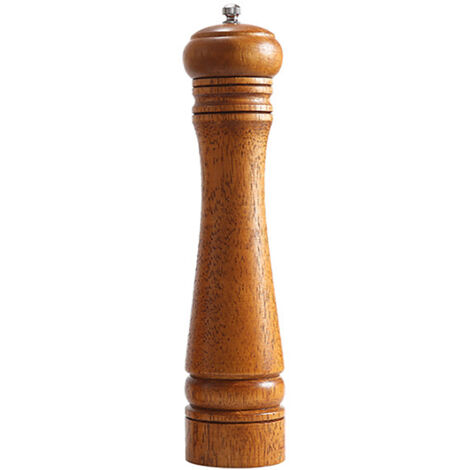 10-Zoll-Salz- und Pfeffermühle aus Holz, verstellbar und tragbar für die Küche – ideal für Meersalz, rosa Salz, schwarzen und roten Pfeffer (1/5)