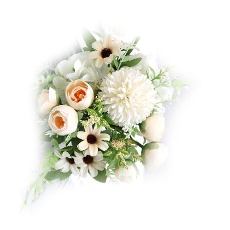 Künstliche Seidenblumenkugel – Realistische und langlebige Details – Champagnerfarbener Blumenstrauß für Dekoration und Fotografie (1/5)