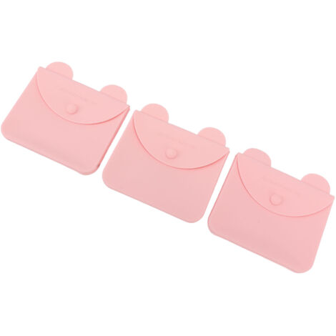 Luftdichte Silikon-Aufbewahrungsbox – 3-teilig, tragbarer, pinkfarbener, umweltfreundlicher Staubbeutel mit Clip (1/5)