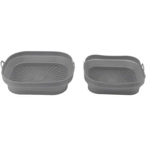 2-teilige wiederverwendbare Silikon-Backmatte, quadratisches Backblech für Kuchen, Brot und Fleisch, Grau (1/5)