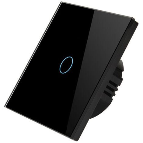 Intelligenter WLAN-Schalter, 1 Taste, Schwarz, App-Steuerung, Sprach- und Touch-Steuerung, kompatibel mit Google Home und Tuya, 90–240 V Wechselstrom, RF433-Frequenz