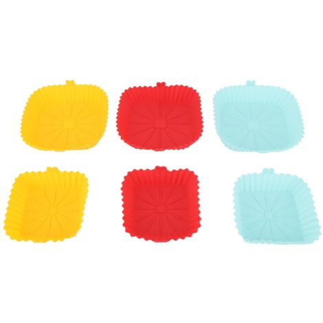 6-teiliges Set wiederverwendbarer Silikon-Fritteusenmatten, antihaftbeschichtet und hitzebeständig, inklusive Frittierkorb und Zubehör (1/5)