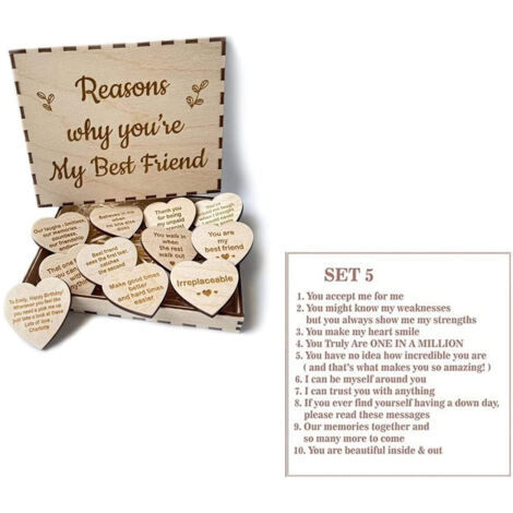 Personalisierte Geschenkbox aus Holz mit eingraviertem Herz – Einzigartige Geschenkidee für die beste Freundin/den besten Freund, Freundschaftsbeweis (1/5)
