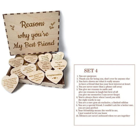 Personalisierte Geschenkbox aus Holz mit eingraviertem Herz – Einzigartige Geschenkidee für die beste Freundin/den besten Freund, Freundschaftsbeweis (1/5)