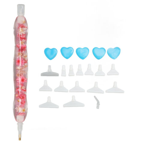 6-Zoll-Diamant-Strassstift für Strassmalerei - Zubehör-Werkzeugset, rosa Blume