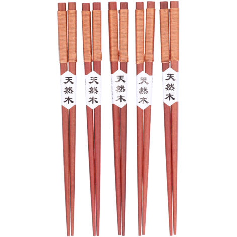Paar rutschfeste Essstäbchen aus Holz für Sushi, Zuhause, Hotel oder Restaurant (Braun) (1/5)