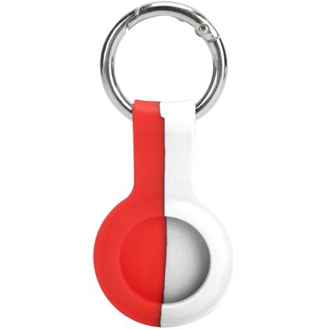 Zweifarbige Silikon-Schutzhülle mit Metallschnalle für iOS-Tracker, rot und weiß (1/5)