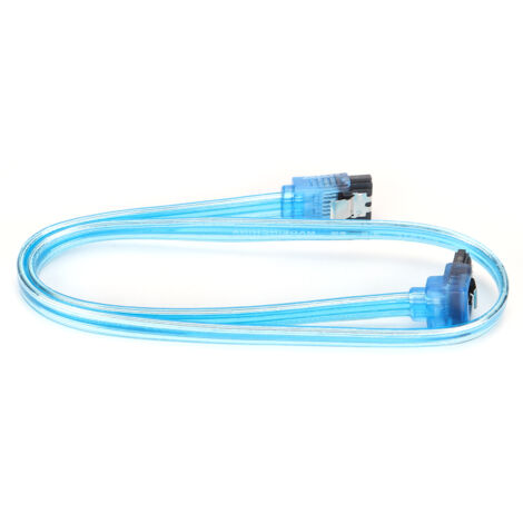 Transparentes blaues SATA 3.0-Kabel für SSD-Festplatten, zwei Anschlüsse (gerade und abgewinkelt) für die PC-Datenübertragung (1/5)
