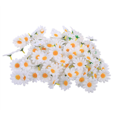 100 künstliche Stoff-Gänseblümchen, 4 cm, für Hochzeitsdekoration (Nr. 3 Weiß) (1/3)