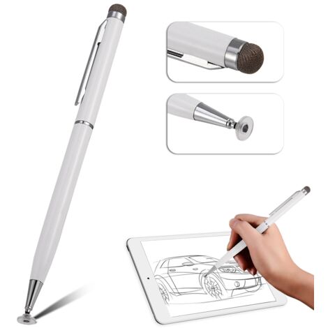 Universeller kapazitiver Stift mit Textilspitze für iOS und Samsung – Weiß