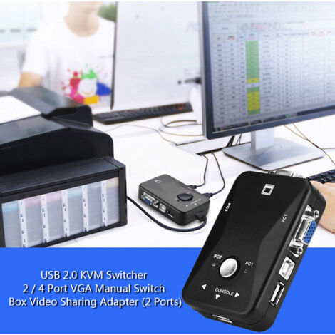 2-Port USB 2.0 KVM-Switch – Manuelle VGA-Video-Sharing-Box für 2 Computer