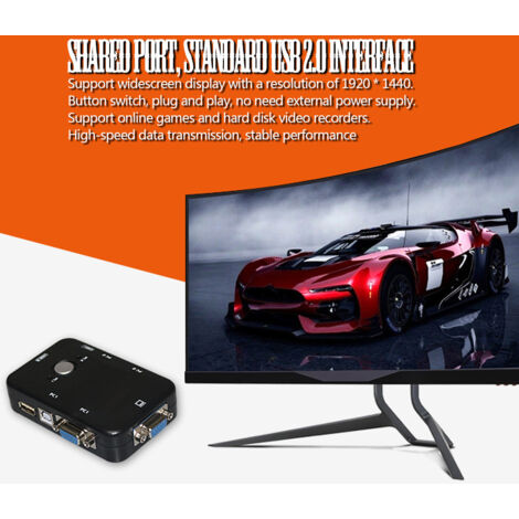 2-Port USB 2.0 KVM-Switch – Manuelle VGA-Video-Sharing-Box für 2 Computer