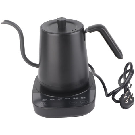 Elektrischer Wasserkocher aus Edelstahl mit Schwanenhalsauslauf, automatischer Temperaturregelung für Tee und Kaffee, isoliertes Design für Büro und Zuhause, Schwarz, 220 V