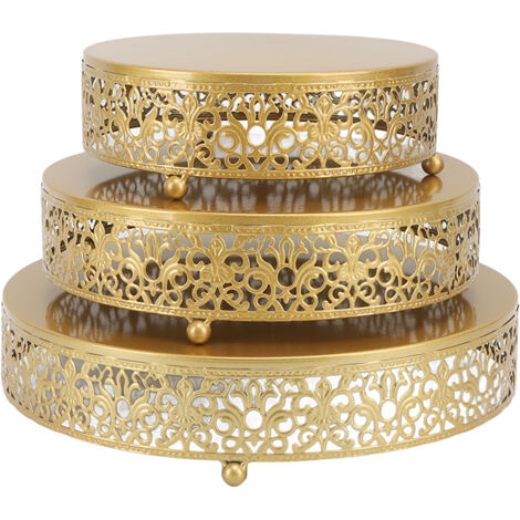 Set aus 3 runden Tortenständern aus Eisen für Desserts, Cupcakes, Gebäck und Pralinen – ideal für Hochzeiten, Geburtstage und andere Feierlichkeiten (1/5)