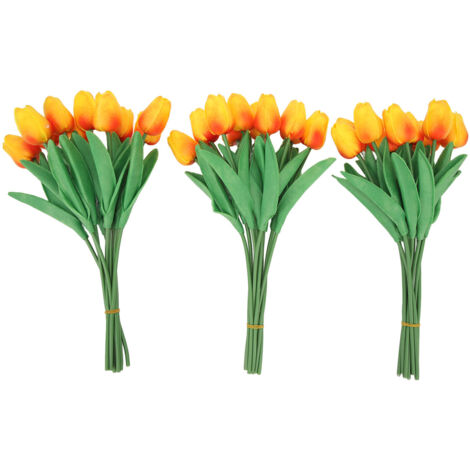 30 Stück innovative künstliche Tulpen aus handgefertigtem PU, ideal für Partys, Hochzeiten und als Heimdekoration, mit rotem Sonnenuntergangsmotiv