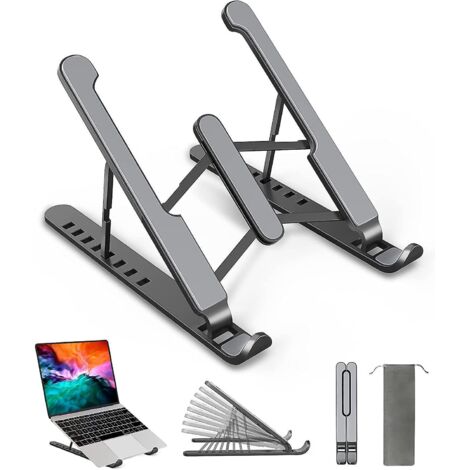 Laptopständer, 8-fach verstellbarer Laptopständer, rutschfester Laptopständer aus Kunststoff und Silikon sowie Aluminiumlegierung, Comp