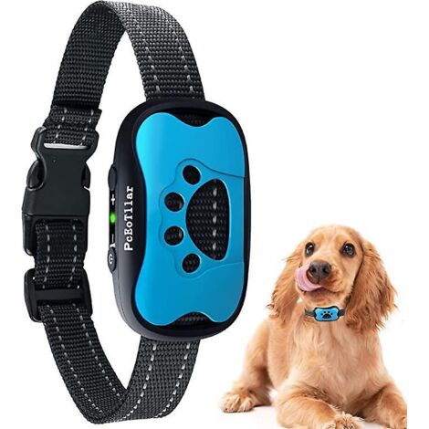 Blaues, wiederaufladbares Antibellhalsband für Hunde, Trainingshalsband für kleine, mittlere und große Hunde, intelligente Bellerkennung mit 2 (1/5)