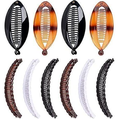 Bananenförmige Haarspangen, 10 Stück, Bananenförmige Haarspangen, Fischförmige Haarspangen, Bananenförmige Haarspangen, Haarspangen für langes Haar, Haarkamm mit Fischgriff (1/5)