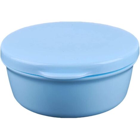 Blaue, tragbare Seifenschale, runde Aufbewahrungsbox mit Deckel für Badezimmer, Reisen und Zuhause