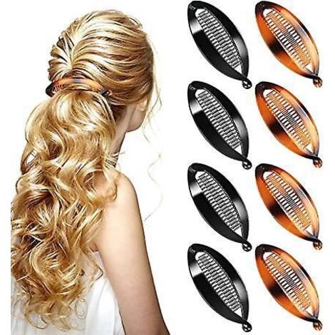 Schwarze, kaffeebraune Haarspangen in Bananenform, 8 Stück, für Sport, Alltag, Arbeit und als Haarspangen (1/5)