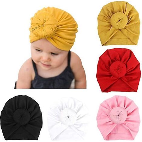 5-teiliges Baby-Turban-Mützen-Set, Neugeborenenmützen, niedliche elastische Schleifen für Mädchen und Jungen (1/5)