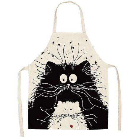 Große schwarze Katzenschürze, geeignet für Damen und Herren, 68 x 55 cm, Küchenschürze, wasserdicht (1/5)