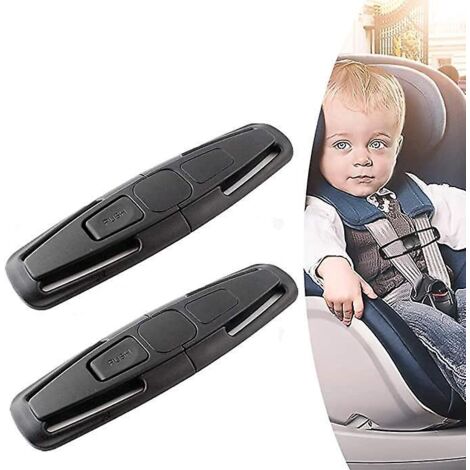 2er-Pack Autosicherheitsgurte, Sicherheitsgurtschnallen (schwarz), Gurtclips, Babysicherheitsgurtschnallen (1/5)