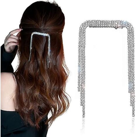 Haarspange mit Pompon, lockige Haarspange, elegante silberne Kristallhaarspange für Mädchen (1/5)