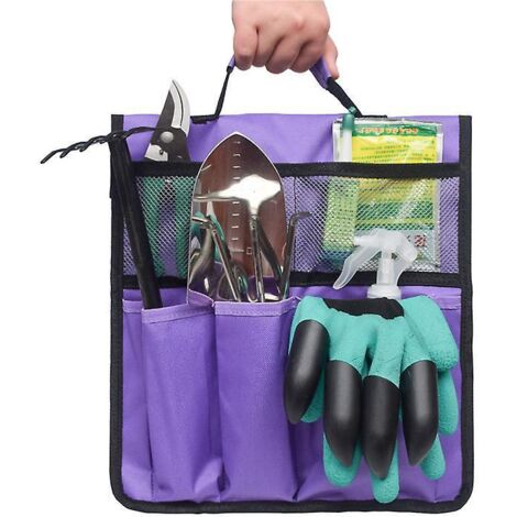 Faltbare Gartengerätetasche (lila), tragbarer Hängeorganizer für Gartenwagen, flache Aufbewahrungstasche für Gartengeräte (1/5)