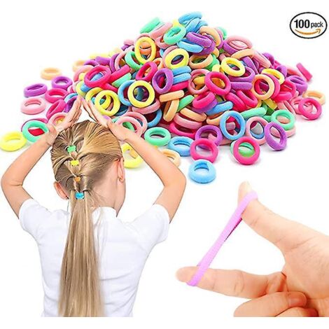 100 elastische Haarbänder für Babys (Bonbonfarben), nahtlose Haarbänder in Bonbonfarben für Mädchen, Haaraccessoires (1/5)