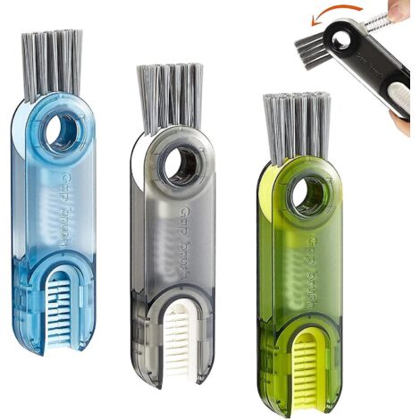 Drei-in-Eins-Flaschenbürste, 3 tragbare Reinigungsbürsten für Becherdeckel, Reinigungsbürsten für Wasserflaschendeckel (1/5)