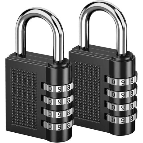 Zahlenschloss [2er-Pack] Schwarz, sicheres 4-stelliges Zahlenschloss, wetterfest für Schul- und Turnhallenschließfächer, Outdoor (1/5)