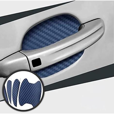4 Stück Türgriffschutzfolie (blau) Universelle 3D-Carbonfaser-Optik für Autotürgriffe schützt vor Lackschäden (1/5)